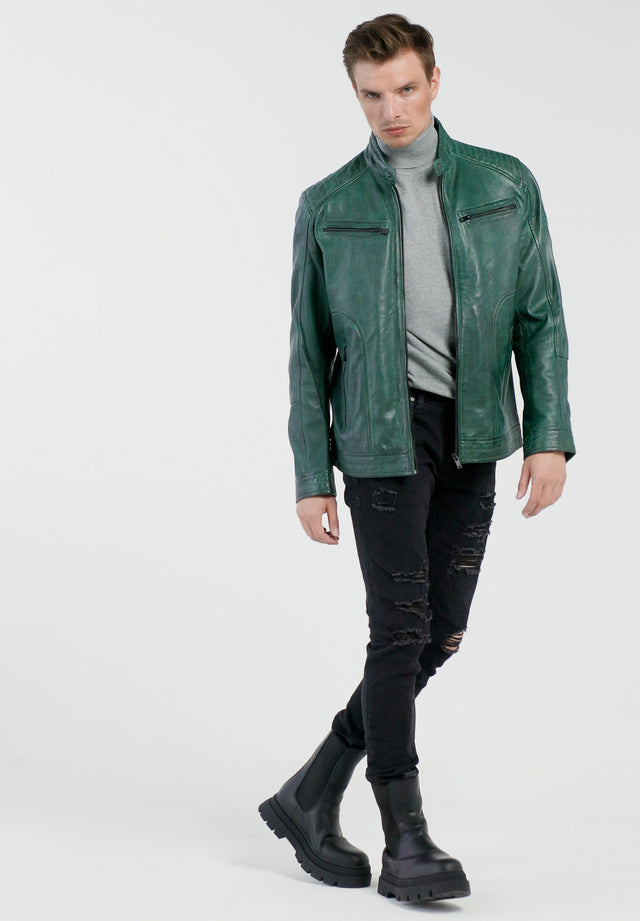 grüne lederjacke für herren