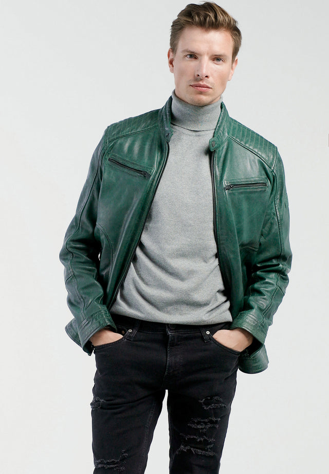 grüne lederjacke für herren