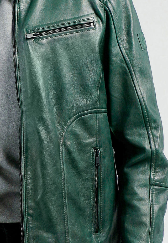 grüne lederjacke für herren