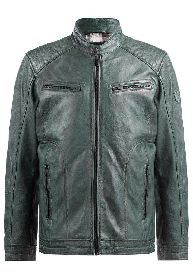 grüne lederjacke für herren